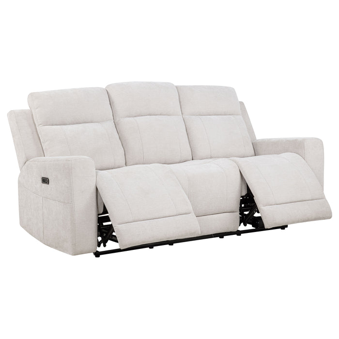 Kennett 3-piece Chenille Power Reclining Sofa Set Ivory