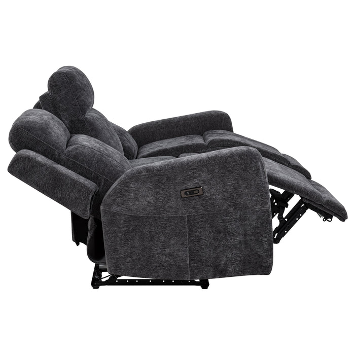 Kennett 3-piece Chenille Power Reclining Sofa Set Dark Grey