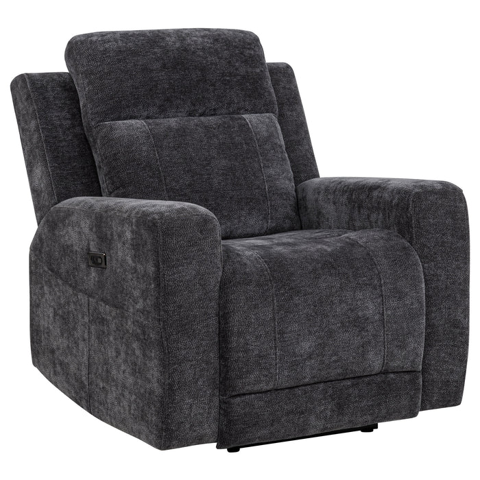 Kennett Chenille Upholstered Power Recliner Chair Dark Grey
