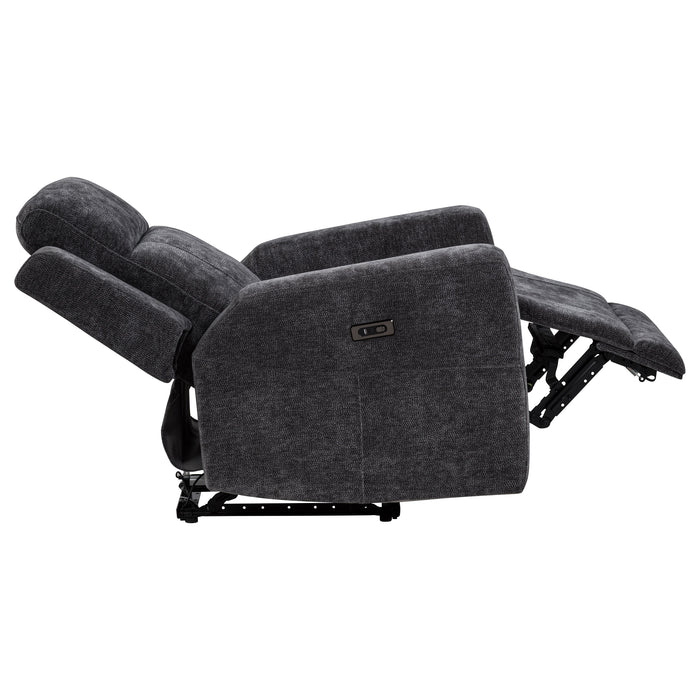 Kennett Chenille Upholstered Power Recliner Chair Dark Grey
