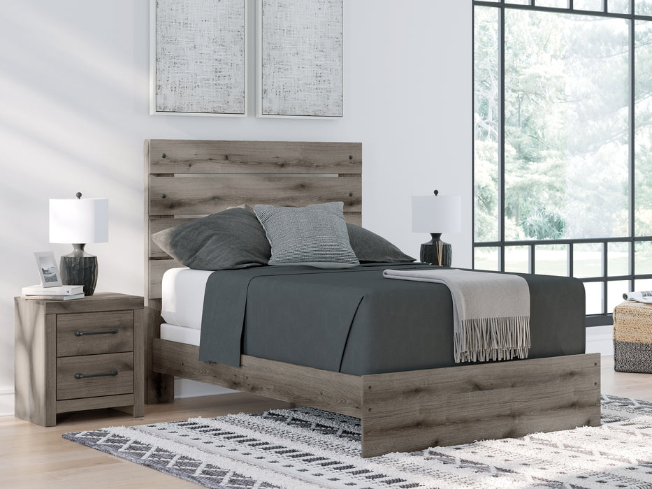 Graystorm Full Panel Bed with Mirrored Dresser, Chest and Nightstand