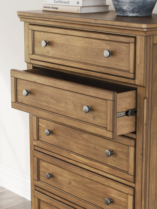 Feddinger Queen Panel Bed with Mirrored Dresser, Chest and Nightstand