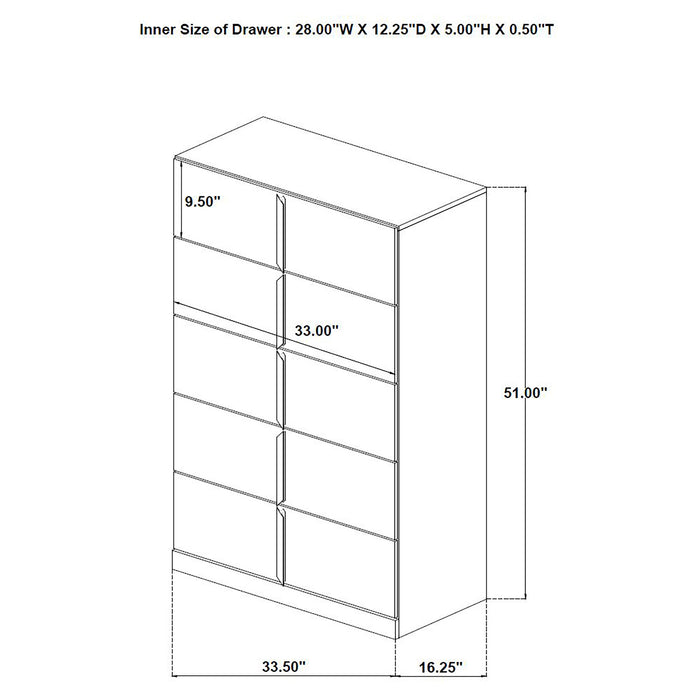 Ines 5-piece Queen Bedroom Set Grey and White High Gloss