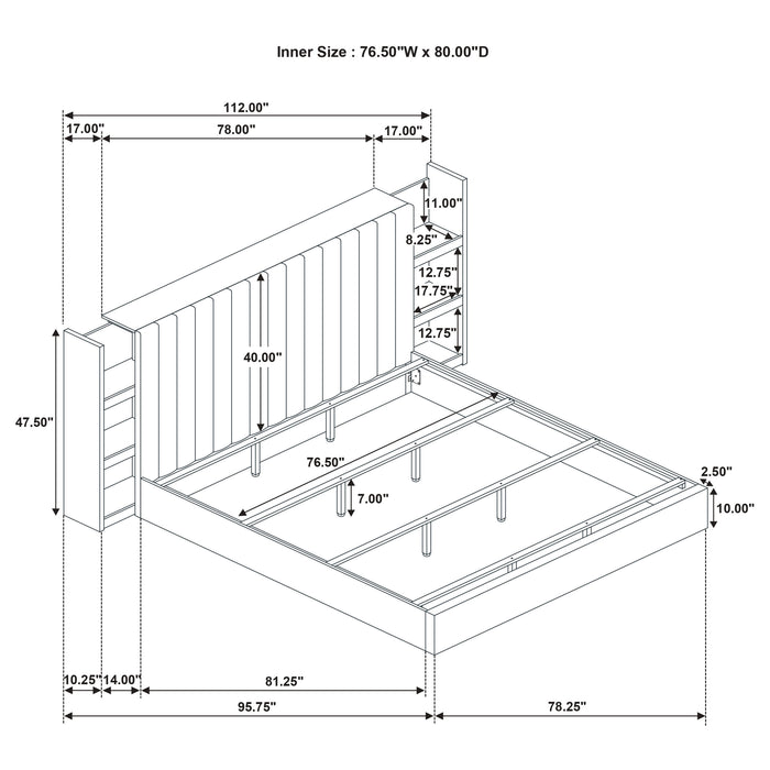 Arielle 4-piece Eastern King Bedroom Set Light Oak