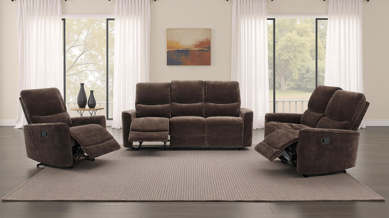 Navarro Chenille Upholstered Glider Recliner Dark Brown
