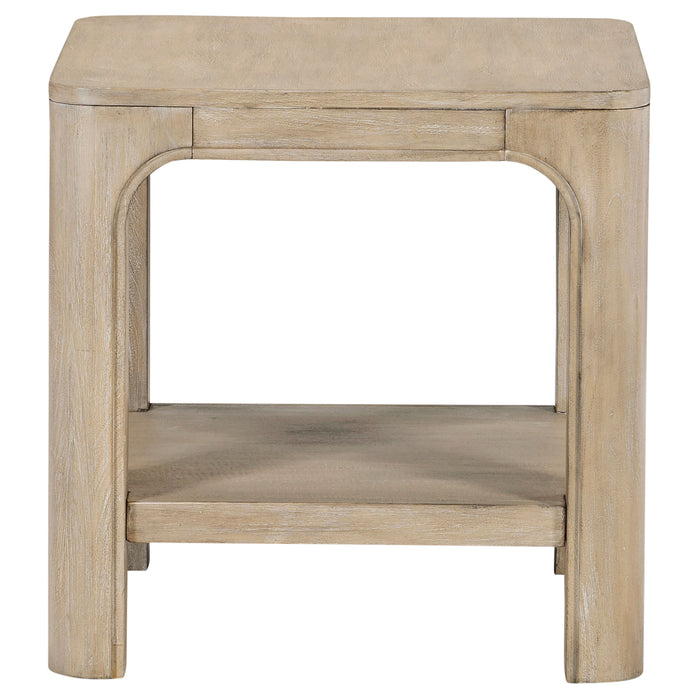 Solano Square Wood Side End Table with Shelf Weathered Mango