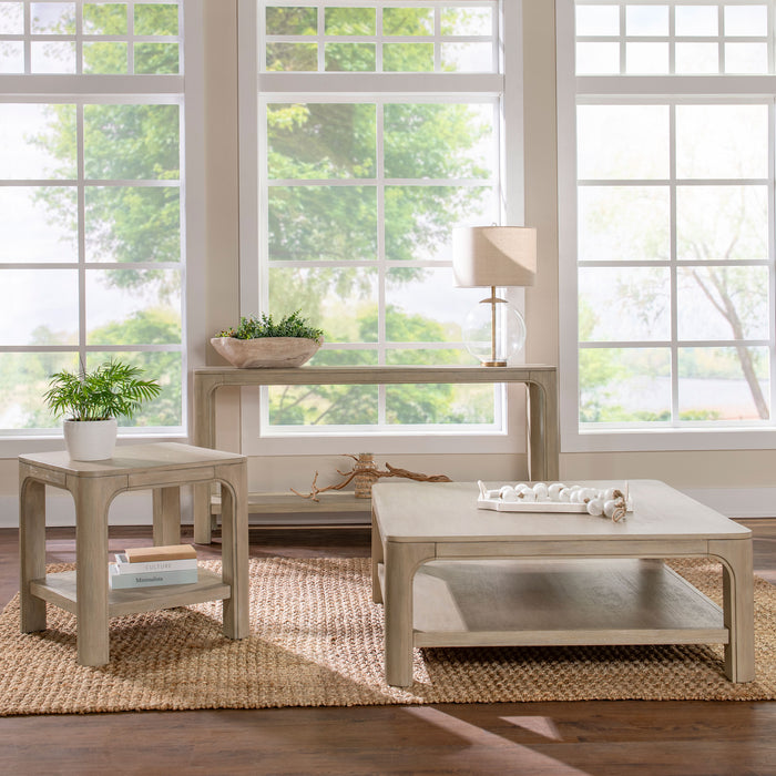 Solano Square Wood Cocktail Coffee Table Weathered Mango