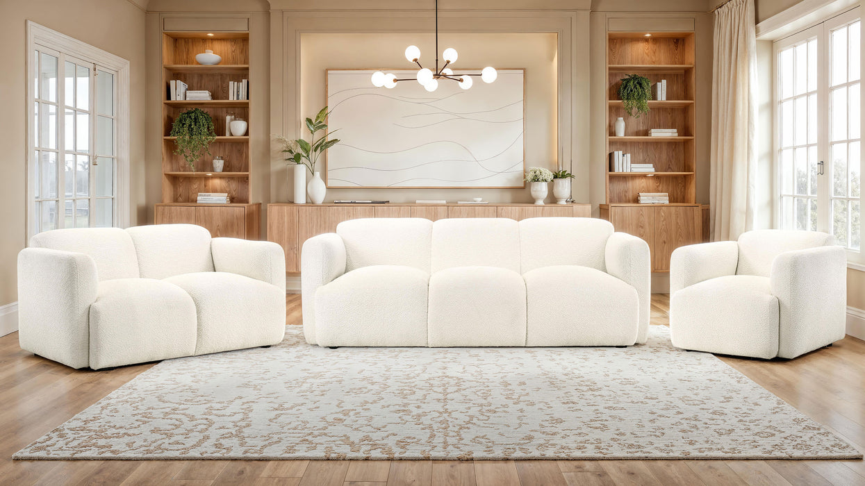 Dorset 3-piece Upholstered Round Track Arm Sofa Set White