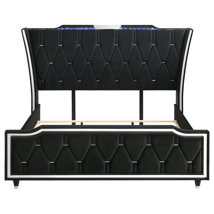 Lorient Eastern King LED Upholstered Bed Black