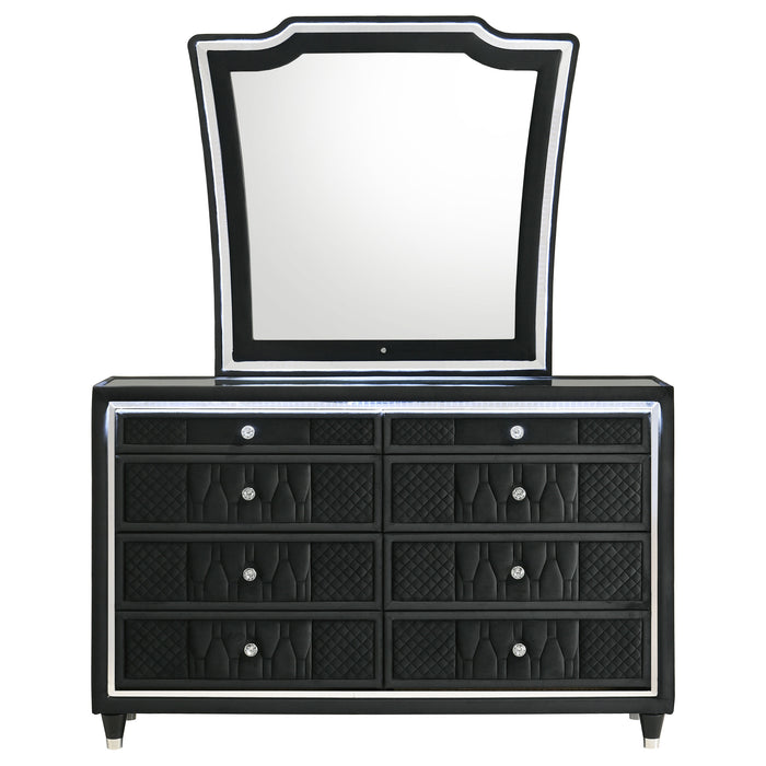 Lorient 8-drawer LED Dresser with Mirror Black