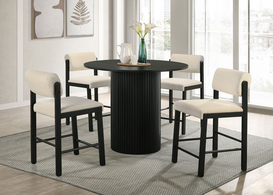 Hamlyn 5-piece Round Wood Counter Height Dining Set Cream and Black