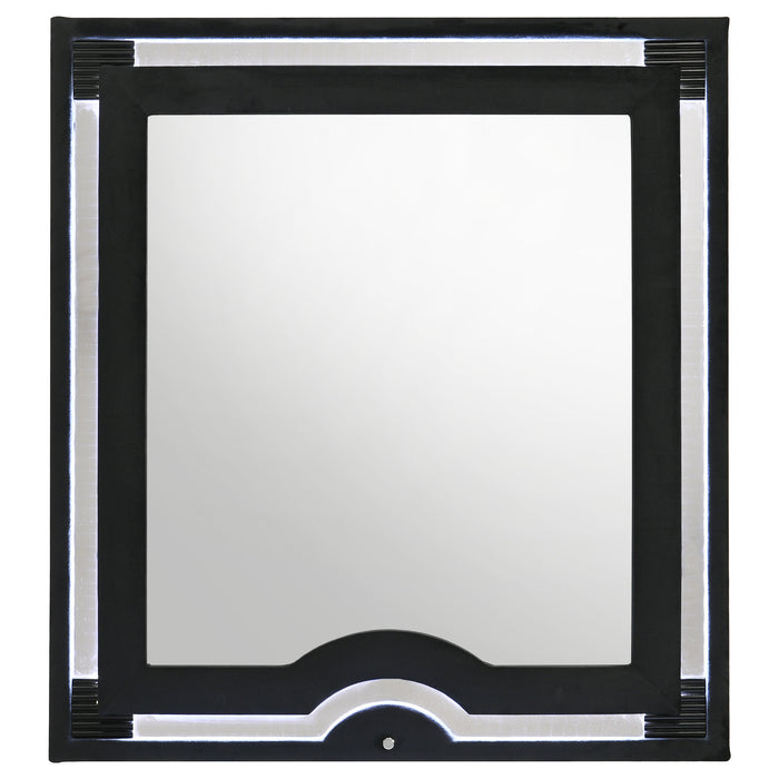 Ravenne Velvet Upholstered LED Dresser Mirror Black