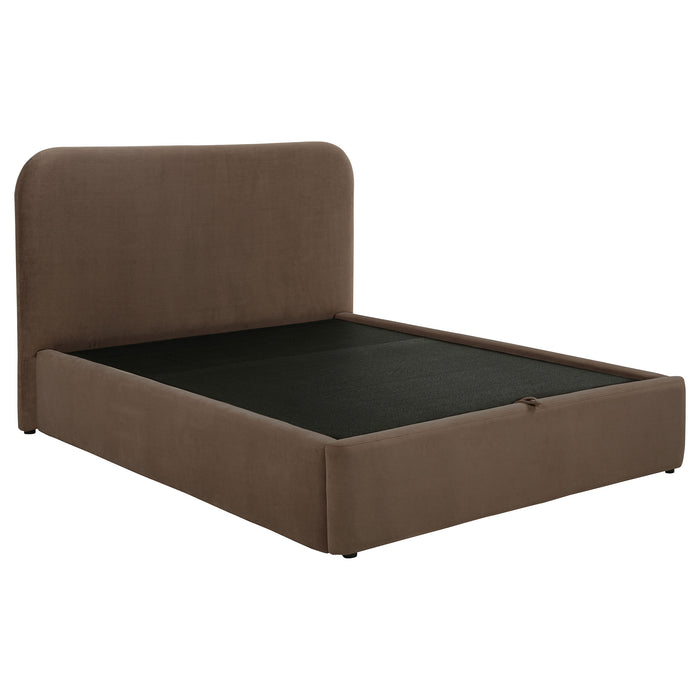 Anders Upholstered Full Storage Lift Platform Bed Chocolate