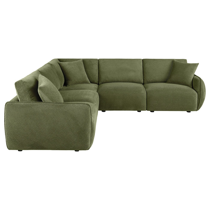 Elysia 5-piece Fabric Upholstered Modular Sectional Sofa Green