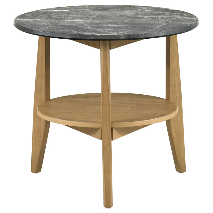 Bradley Round SmartTop™ End Side Table Grey and Natural