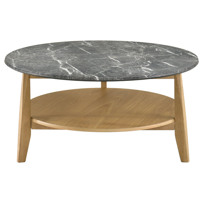 Bradley Round SmartTop™ Cocktail Coffee Table Grey and Natural