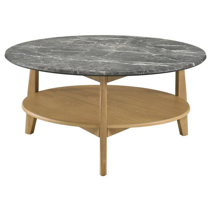 Bradley 3-Piece Round SmartTop™ Coffee Table Set Grey and Natural