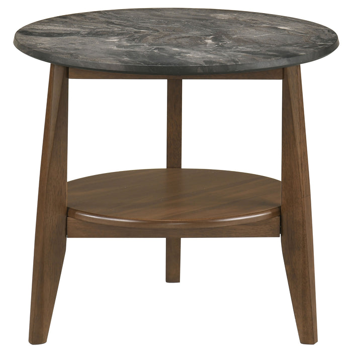 Bradley Round SmartTop™ End Side Table Smokey Grey and Dark Brown