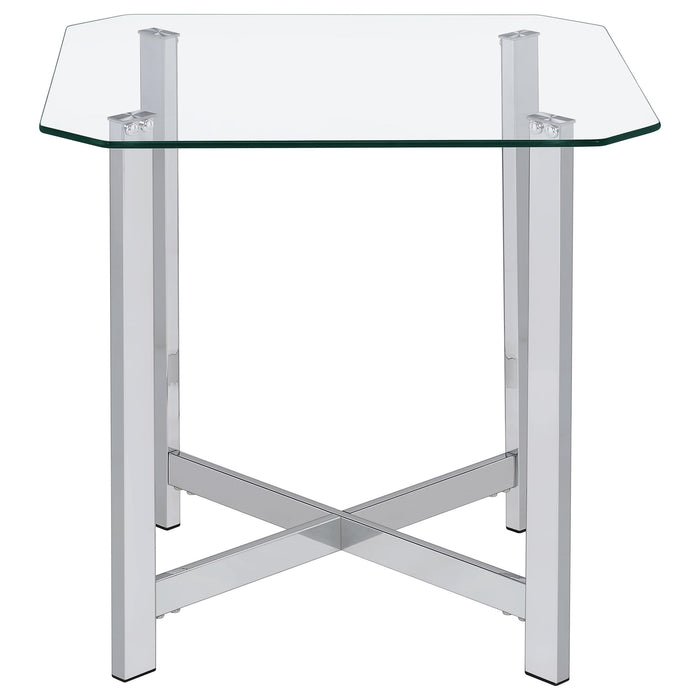 Cronin Square Tempered Glass Top Side End Table Chrome