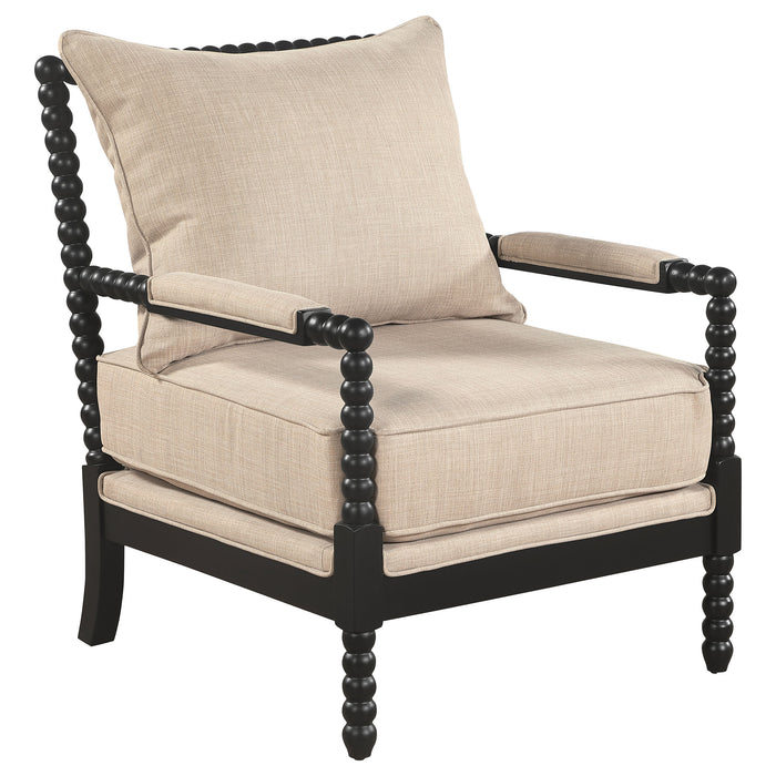 Blanchett Upholstered Bobbin Accent Chair Beige and Black