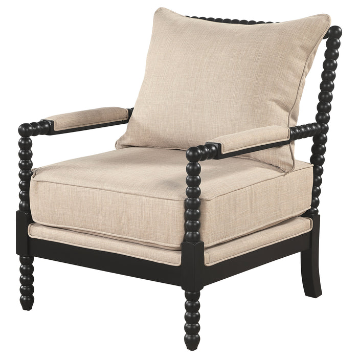 Blanchett Upholstered Bobbin Accent Chair Beige and Black