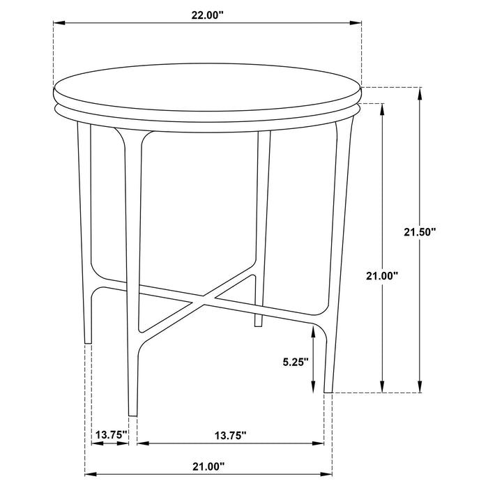 Hermas Round Genuine Marble Top Metal End Side Table White