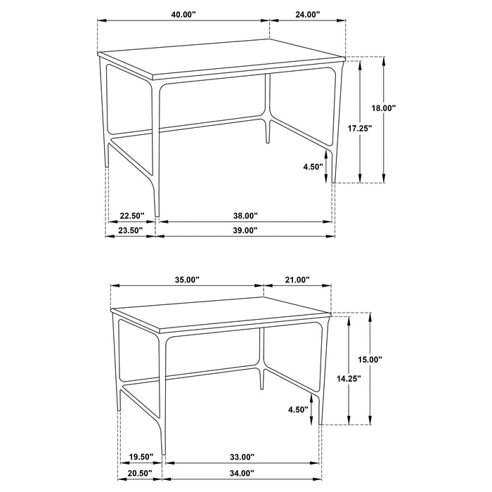 Ebby 2-piece Genuine Marble Top Nesting Coffee Tables White