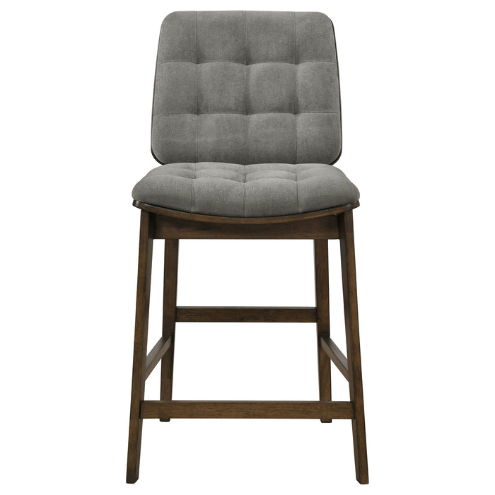 Redbridge Velvet Upholstered Counter Chair Grey and Walnut (Set of 2)
