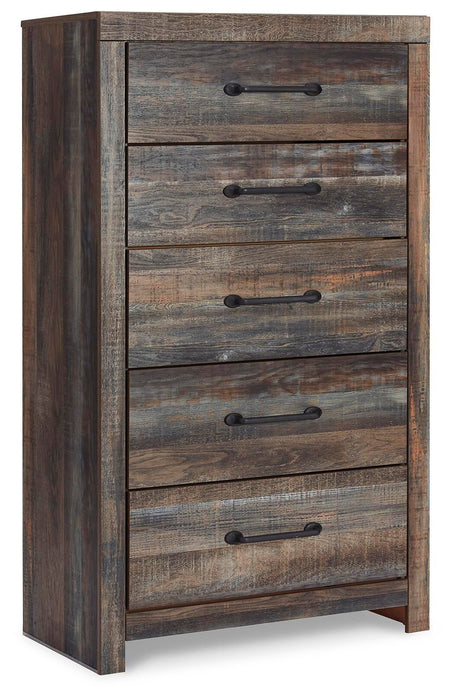 Drystan Queen Bookcase Headboard, Dresser, Mirror, Chest and Nightstand