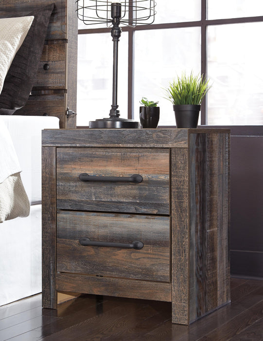 Drystan Queen Panel Bed with 2 Storage Drawers, Dresser, Mirror, Chest and Nightstand