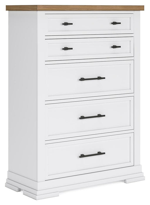 Ashbryn King Panel Storage Bed, Dresser, Mirror, Chest and Nightstand