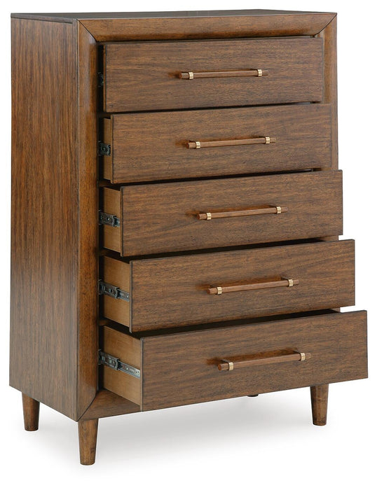 Lyncott King Upholstered Bed, Dresser, Mirror, Chest and Nightstand