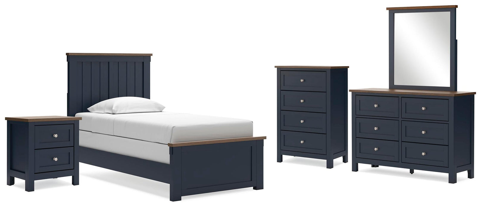 Landocken Twin Panel Bed, Dresser, Mirror, Chest and Nightstand