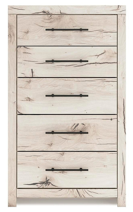Lawroy King Panel Storage Bed, Dresser, Mirror, Chest and Nightstand