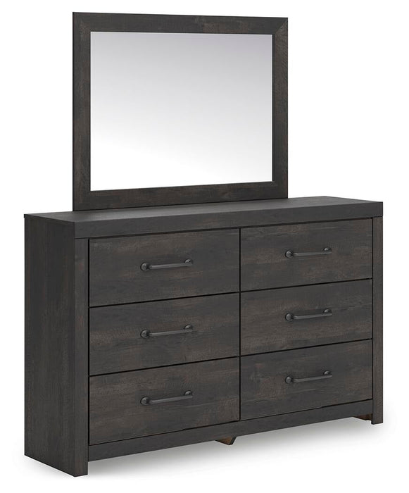 Hollivern King Panel Bed, Dresser, Mirror, Chest and Nightstand