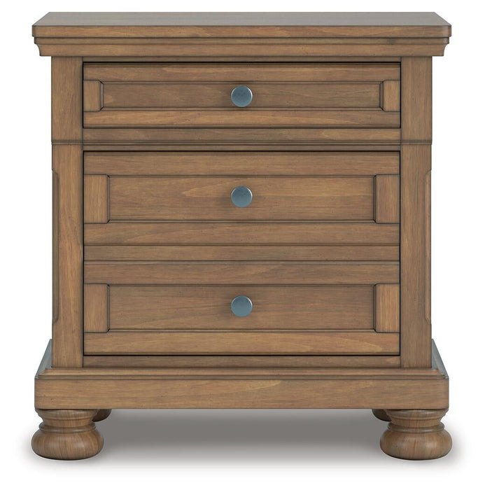 Feddinger Queen Storage Sleigh Bed with Mirrored Dresser and Nightstand