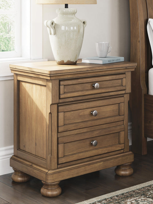 Feddinger Queen Storage Sleigh Bed with Mirrored Dresser and Nightstand