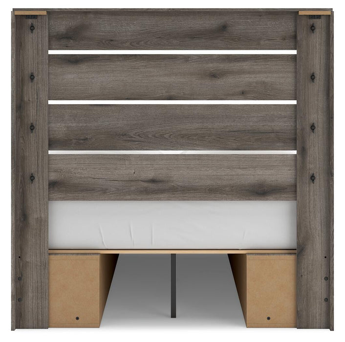 Graystorm Full Panel Bed with Storage, Dresser and Mirror