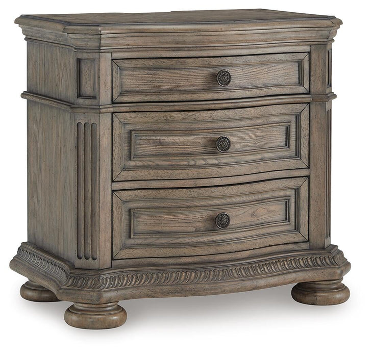 Ardenfield Queen Upholstered Sleigh Bed, Dresser, Mirror and Nightstand