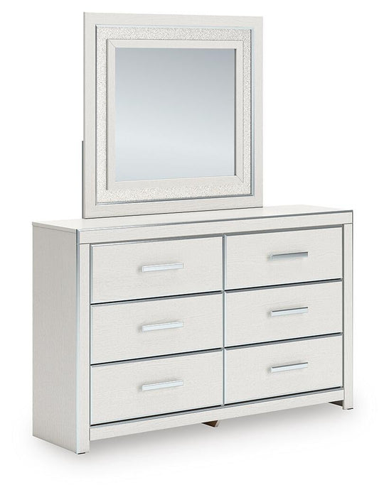 Zuraleus Queen Upholstered Panel Platform Bed, Dresser and Mirror