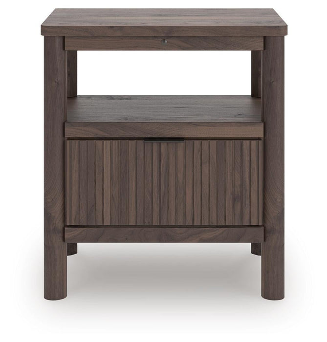Pamytta King Upholstered Panel Bed, Dresser, Mirror, Chest and Nightstand