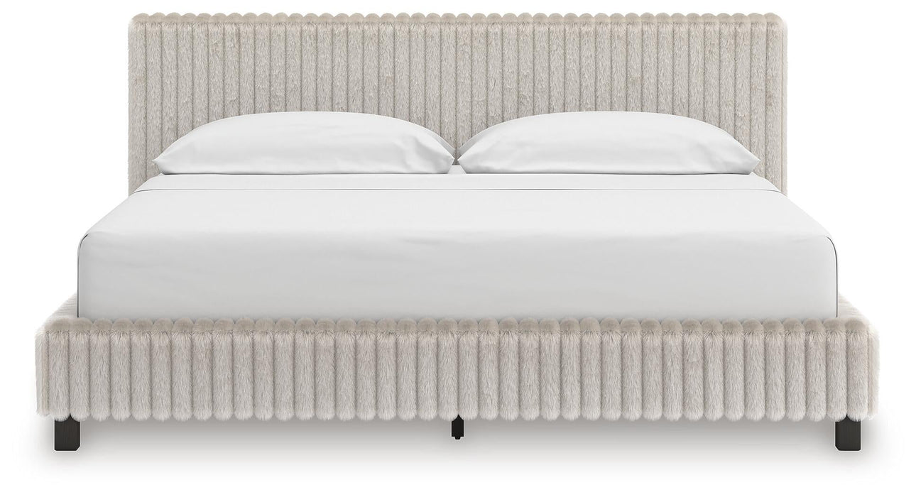 Zuraleus California King Upholstered Bed, Dresser, Mirror, Chest and Nightstand