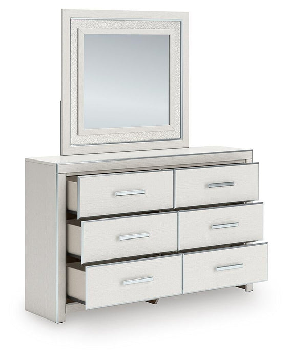 Zuraleus King Upholstered Panel Platform Storage Bed, Dresser, Mirror and Nightstand