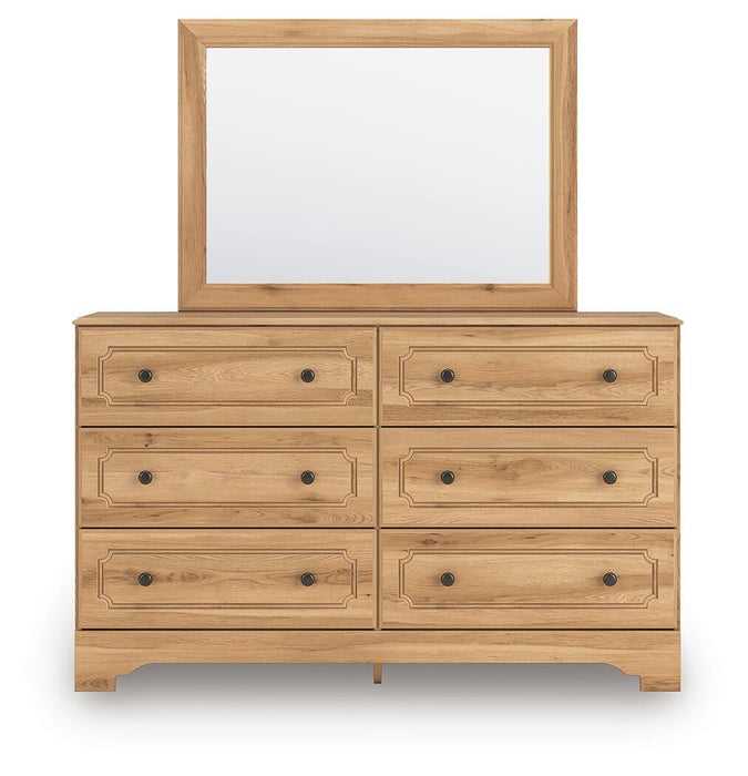 Aleaport King Panel Bed with Mirrored Dresser and Nightstand