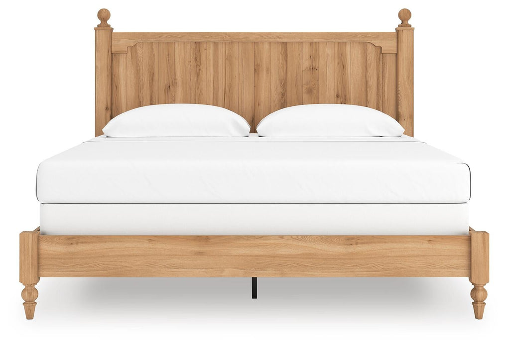 Aleaport King Panel Bed with Mirrored Dresser and Nightstand
