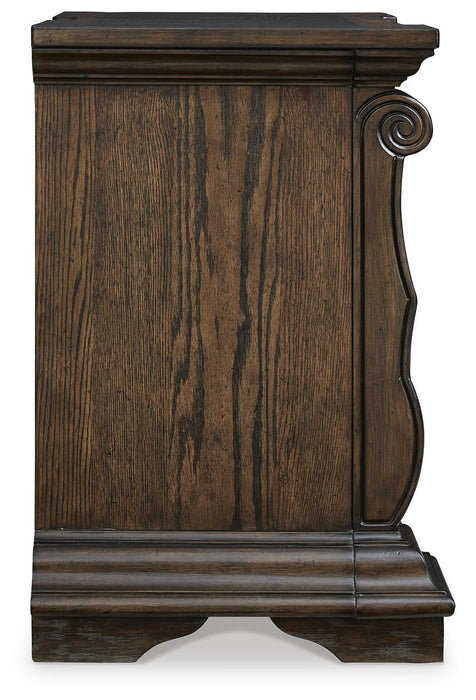 Maylee California King Canopy Bed, Dresser, Mirror and Nightstand