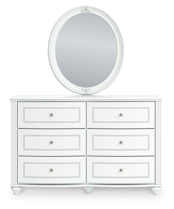 Kozlani Twin Upholstered Panel Storage Bed, Dresser and Mirror