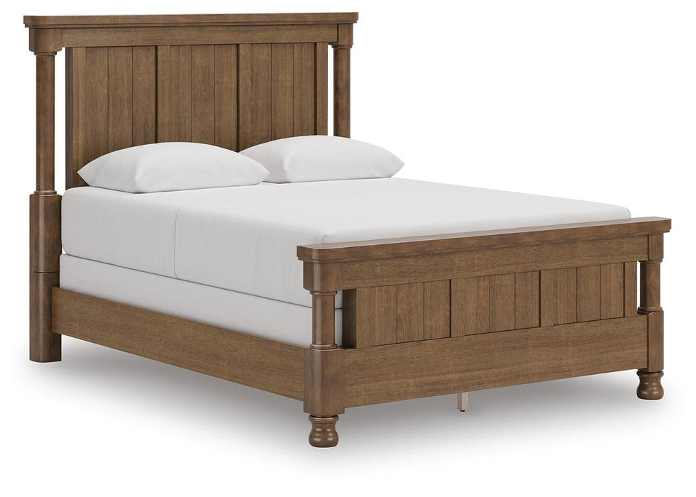 Rowlenstown Queen Poster Bed with Mirrored Dresser