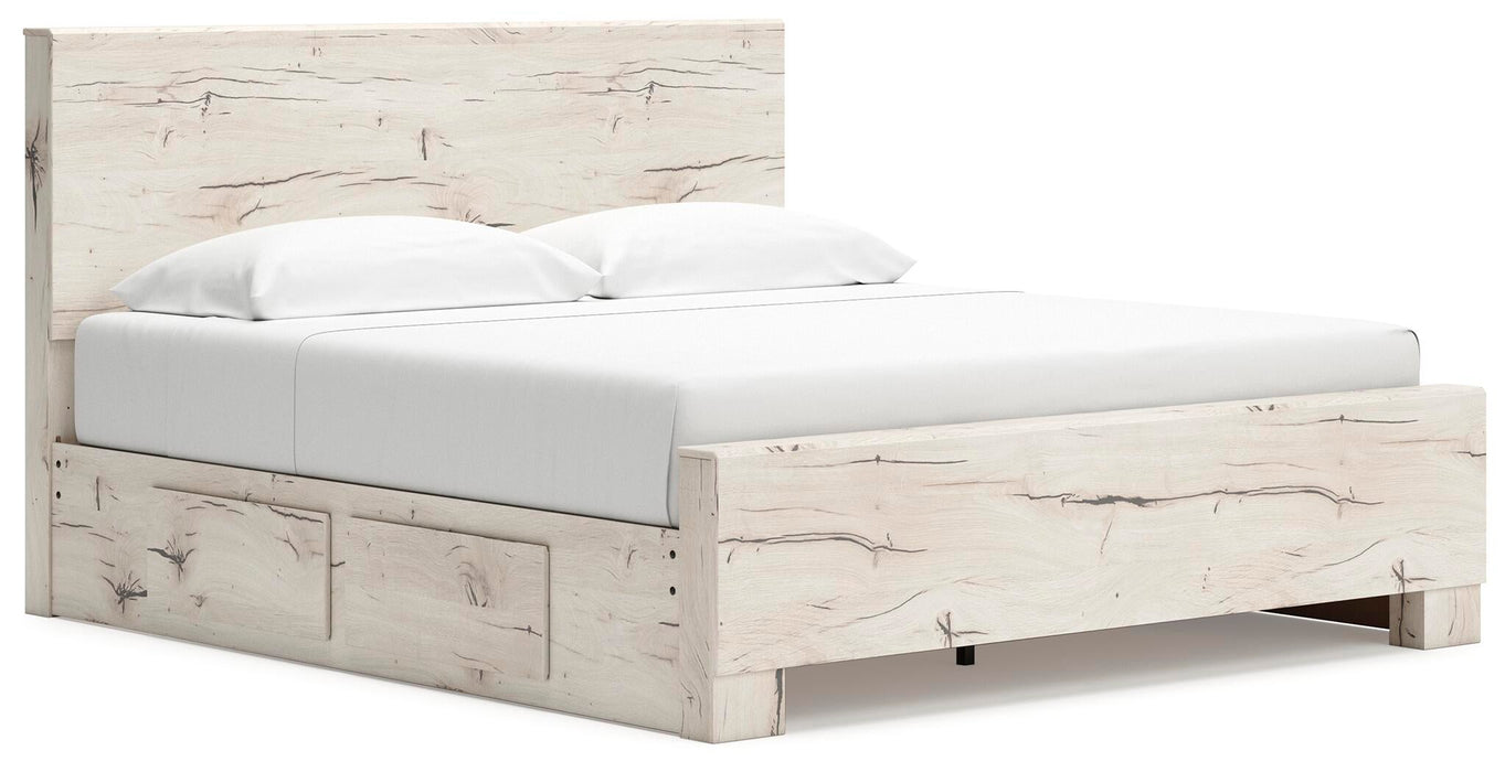 Lawroy King Panel Bed with Storage, Dresser, Mirror, Chest and Nightstand