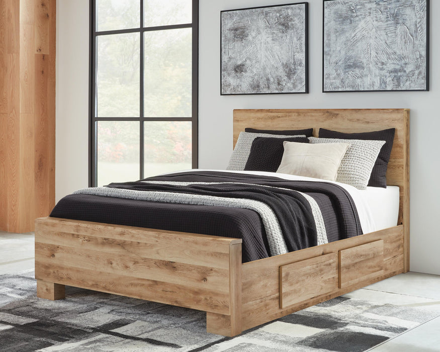 Hyanna Queen Panel Bed with 2 Side Storage, Dresser, Mirror and Nightstand